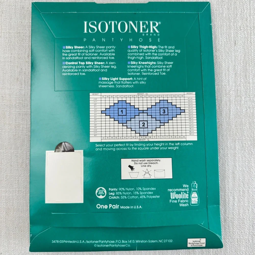 Vintage Isotoner Pantyhose Lot of 2 Size 3 Silky Sheer Control Top Sandalfoot
